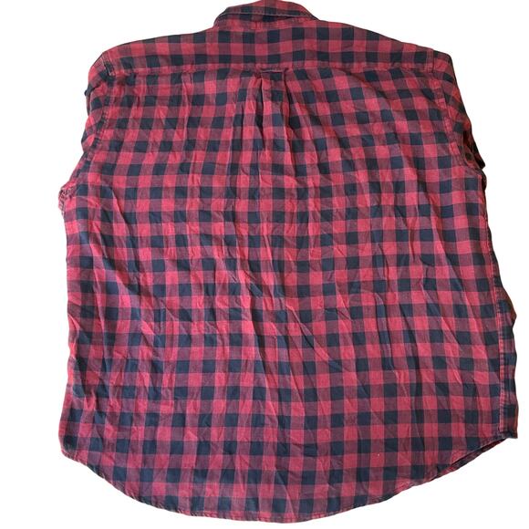 IZOD Men Shirt size XXL Long Sleeve Button Down Plaid Red & Blue - Picture 8 of 8